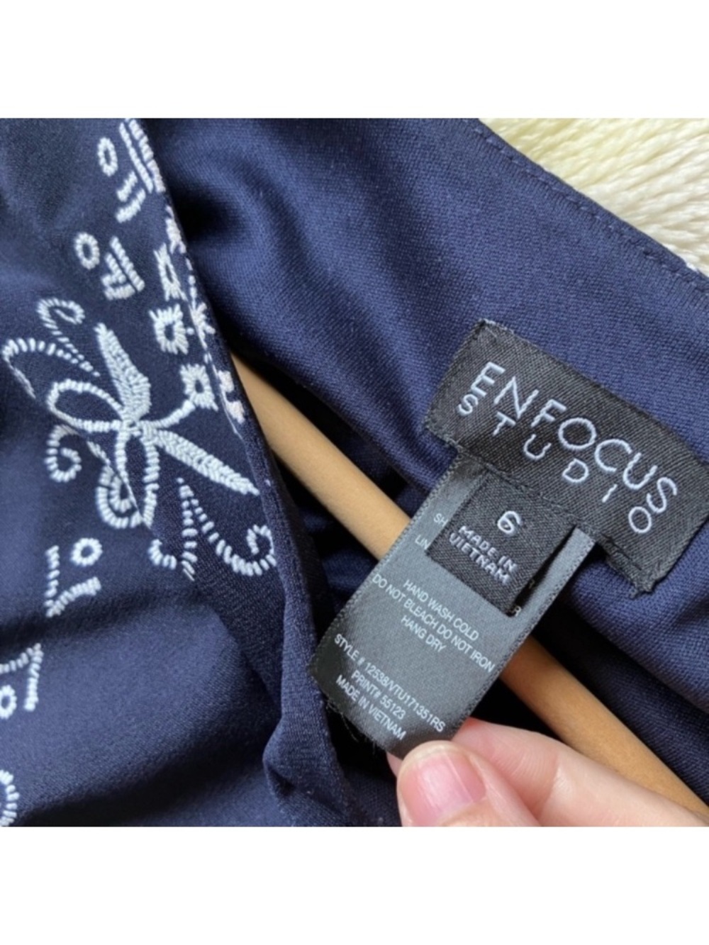 Enfocus Studio Navy Dress with White Embroidery - Picture 4 of 5